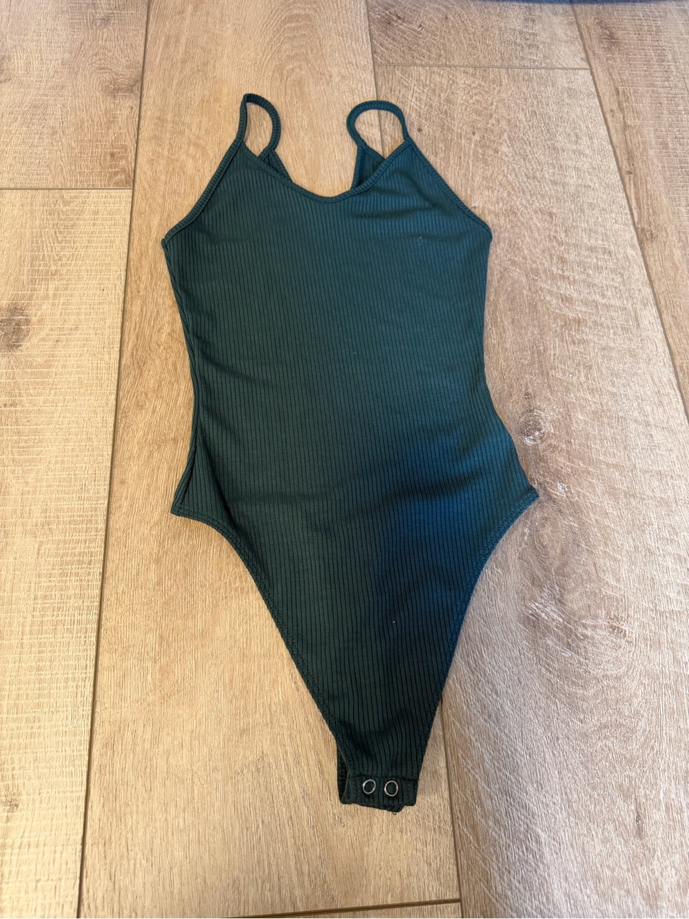 Ribbed Dark Green Tank Top Bodysuit